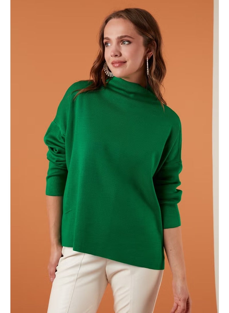 Lela Long Back Cotton High Collar Sweater Women's Sweater 4615002 - Image 3